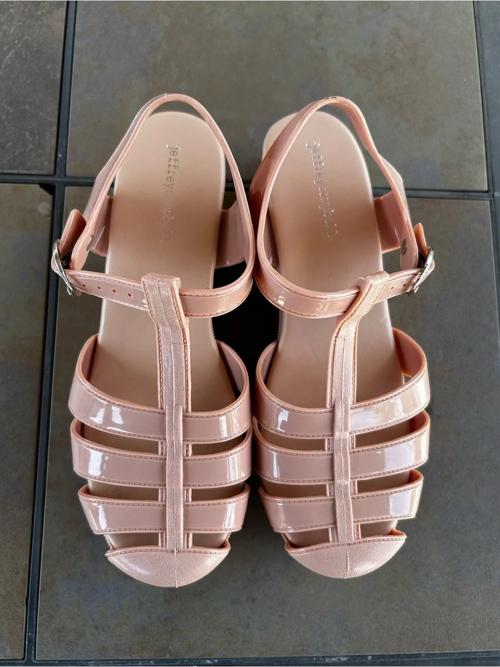 Jeffrey Campbell Candied fisherman chunky platform jelly sandals size 9 Blush